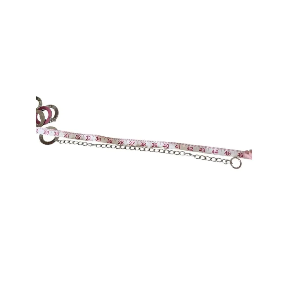 NY Metal chain circle mod retro belt black mauve silver hippie Y2K one size